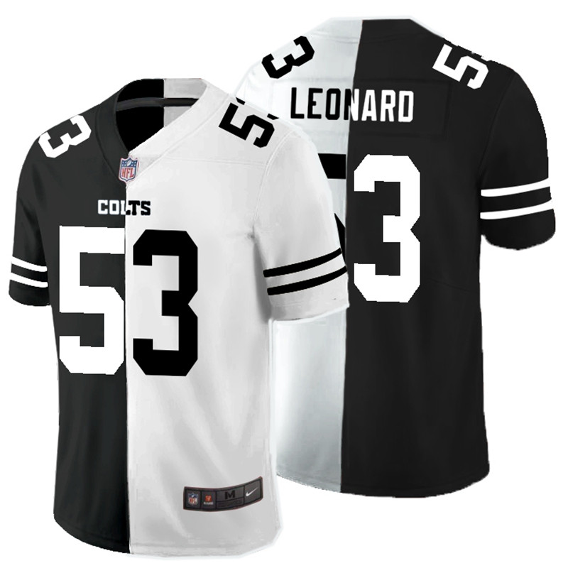 Men's Indianapolis Colts #53 Darius Leonard Black & White Split Limited Stitched NFL Jersey